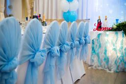 Baby shower decoration in london, baby blue chair hoods with baby boxes