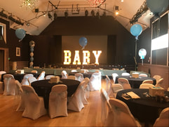 Baby shower decoration in london, Baby light up letters and balloons
