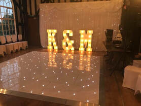 Light up Initials for Kirsty & Mark's evening reception at their wedding. 
