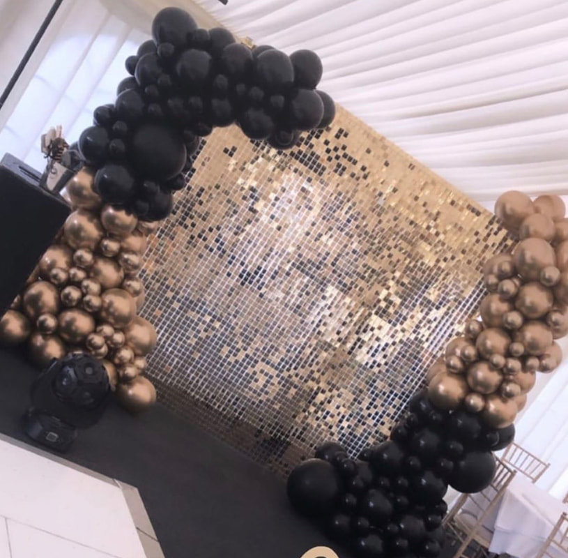 Gold Sequin Wall with Organic Balloon Arch