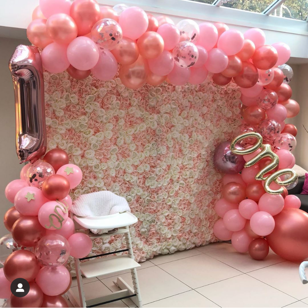 Rose gold and Pink organic balloon arch